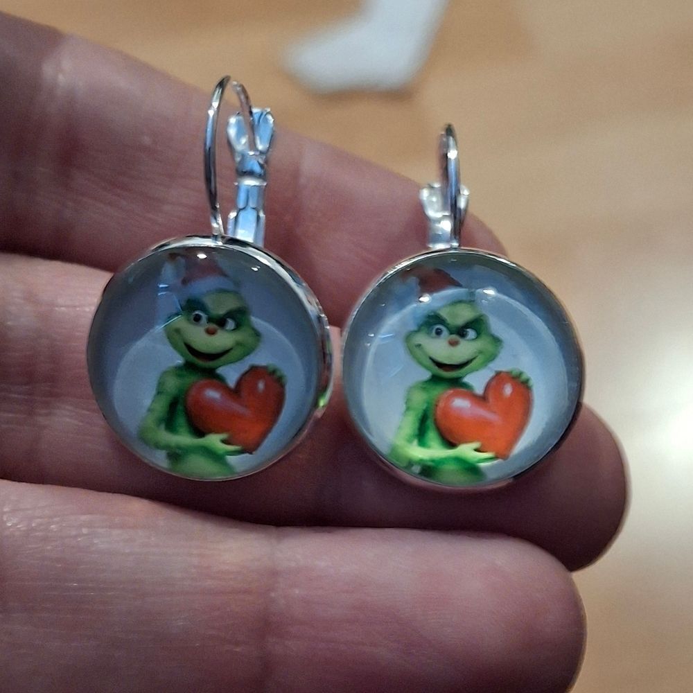 Grinch Christmas earrings